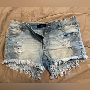 Wax Jean Blue Distressed Jean Shorts